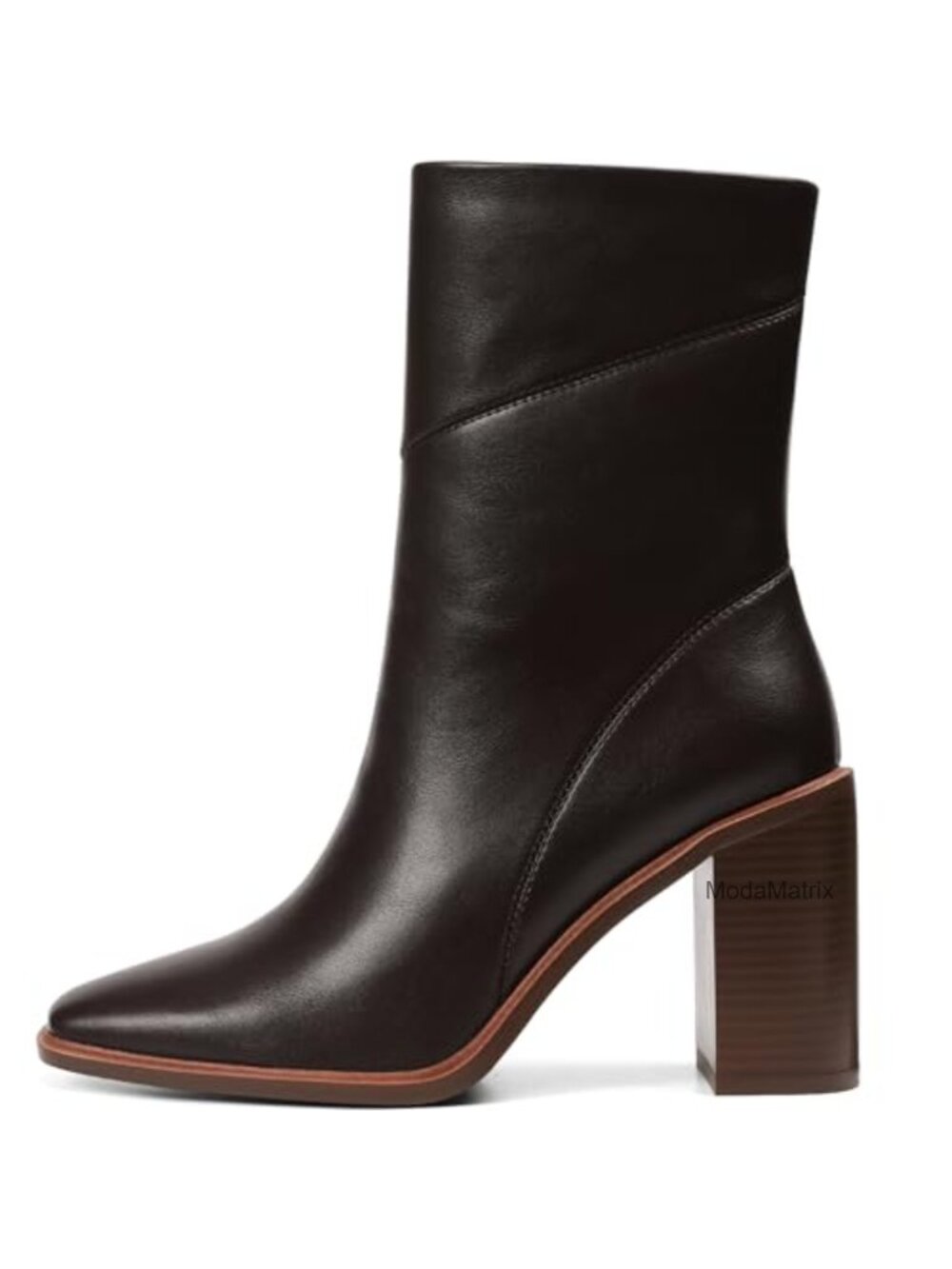 Women's Ankle Boots Chunky Heel Square Toe Side Zipper Faux Leather